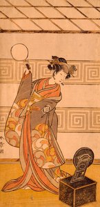 Ator Arashi Sangoro II na parte feminina, por Katsukawa Shunsho (1726-1792), xilogravura, Japão, Civilização Japonesa de Katsukawa Shuncho