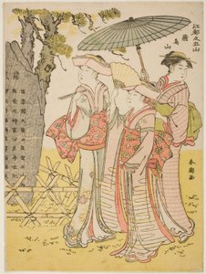 Asuka puxa (Asukayama), da série "Cinco puxadas de Edo (as consequências das coisas)" de Katsukawa Shuncho
