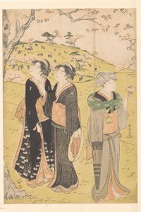 Admire a flor de cerejeira em Asukayama de Katsukawa Shuncho