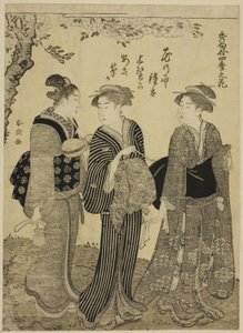 Cherry Blossoms in Spring, da série "Choicest Odes upon Flowers of the Four Seasons (Shuku awase, shiki no hana)" de Katsukawa Shuncho