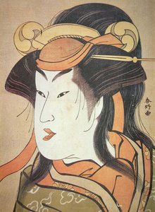 Chefe do actor masculino japonês no papel feminino, c.1787-88 (impressão em bloco de madeira) de Katsukawa Shuncho