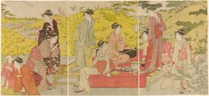 Uma festa de piquenique naquele de Katsukawa Shuncho
