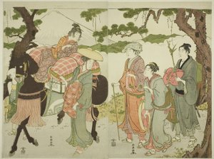 Viajantes no Tokaido de Katsukawa Shuncho