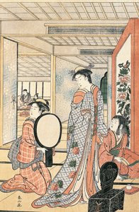 Mulher em frente ao espelho, por Katsukawa Shunsho (1726-1792), Civilização japonesa do Japão de Katsukawa Shuncho