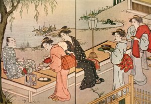 Mulher servindo chá, 1790, 1924. de Katsukawa Shuncho