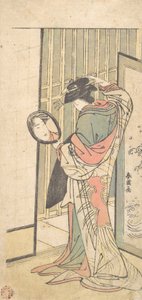 Uma cortesã olhando seu reflexo em um espelho de mão, c. 1787. de Katsukawa Shun