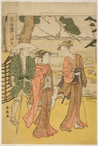 Oitavo ato: A Viagem Nupcial (Michiyuki) da peça Chushingura (Tesouro dos Quarenta e Sete Leais Retentores) de Katsukawa Shun