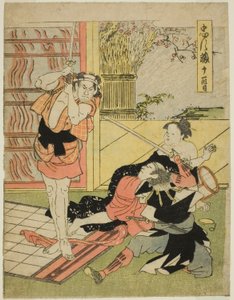 Décimo primeiro ato: Ataque noturno à mansão de Moronao da peça Chushingura (Tesouro dos Quarenta e Sete Leais Retentores) de Katsukawa Shun