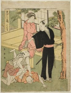 Sétimo ato: A casa de chá Ichiriki da peça Chushingura (Tesouro dos Quarenta e Sete Leais Retentores) de Katsukawa Shun