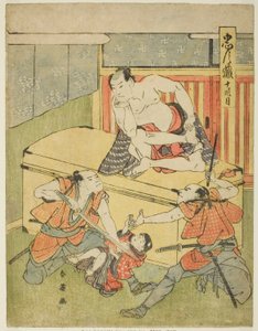 Décimo ato: Casa Amakawaya da peça Chushingura (Tesouro dos Quarenta e Sete Leais Retentores) de Katsukawa Shun