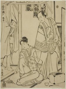 Décimo ato: A Casa Amakawaya da peça Chushingura (Traição dos Quarenta e Sete Leais Retentores) de Katsukawa Shun