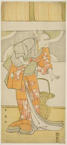 O ator Arashi Ryûzô II no papel de Hachijô em "Calendário Pilar dos Clãs Genji e Heike" ("Gempei hashira-goyomi") de Katsukawa Shun