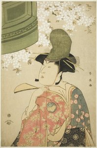 O ator Nakayama Tomisaburô como dançarino Shirabyôshi em "A Donzela do Templo Dôjô" ("Musume Dôjô-ji") de Katsukawa Shun
