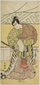 O ator Sakata Hangorô III interpreta Takechi Mitsuhide em "Muromacho Chronicle in Kana Script" ("Kanagaki Muromachi bundan") de Katsukawa Shun