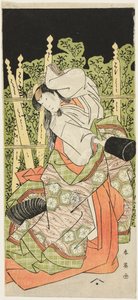 Ator Segawa Kikunojô III Possivelmente como Ono no Komachi em "Komachi Village: Ano Novo no Teatro" ("Komachimura shibai no shôgatsu") de Katsukawa Shun