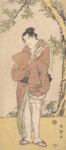 Um ator não identificado como uma pessoa triste com pernas e pés descalços, ca. 1793.