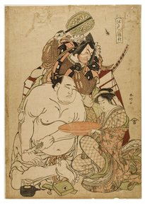 Edo Tríptico, c.1743-1812 (bloco de madeira sobre papel) de Katsukawa Shunei