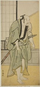 O ator Asao Tamejuro I como Gotobei bêbado na peça Yoshitsune Koshigoe Jo, representada no Teatro Ichimura no nono mês de 1790 de Katsukawa Shun