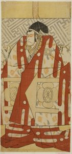 O ator Ichikawa Danjuro V como Kudo Suketsune na peça Koi no Yosuga Kanegaki Soga, representada no Teatro Ichimura no primeiro mês de 1789 de Katsukawa Shun