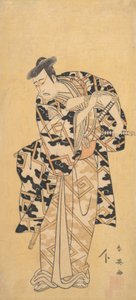 O ator Ichikawa Yaozo III como Fuwa Banzaemon em um Thunder Robe, brincando com um ventilador, 1794.