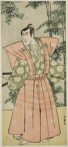 O ator Matsumoto Koshiro IV como Hatakeyama Shigetada disfarçado de Honjo Soheiji () na peça Edo no Fuji Wakayagi Soga (), representada no Teatro Nakamura () no primeiro mês de 1789 () de Katsukawa Shun