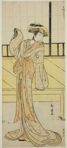O ator Segawa Kikunojo III como Okaru na peça Kanadehon Chushingura, representada no Teatro Morita no oitavo mês de 1787 de Katsukawa Shun
