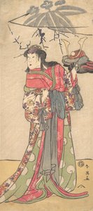 O ator Segawa Kikunojo III no papel de uma mulher, ca. 1792. de Katsukawa Shun