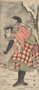 Ator não identificado como um Kyokaku ao pé de um penhasco em uma tempestade de neve, ca. 1793. de Katsukawa Shun