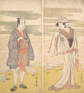 Dois atores: o Quarto Matsumoto Koshiro como Homem Vestido de Kimono Curto [esquerda], 1779.