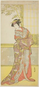 O ator Sanogawa Ichimatsu III possivelmente como Masago Gozen em "A Courtesan