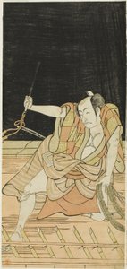 Os actores Nakamura Nakazô I como Danshichi Kurobei e Ichikawa Danjûrô V como Issun Tokubei em "Espelho de Osaka no Festival de verão" ("Natsu MatsuriNaniwa Kagami")