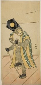 O ator Ichimura Uzaemon IX como macaco na peça Mitsu Ningyo Yayoi no Hinagata, representada no Teatro Nakamura no segundo mês de 1785 de Katsukawa Shunkо̄