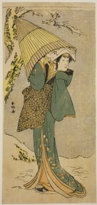 O ator Nakamura Riko I como Kiyotaki na peça Oakinai Hiru ga Kojima, representada no Teatro Nakamura no décimo primeiro mês de 1784 de Katsukawa Shunkо̄