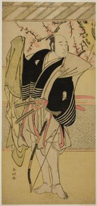 O ator Onoe Matsusuke I como Yawata no Saburo () na peça Edo no Hana Mimasu Soga (), representada no Teatro Nakamura () no primeiro mês de 1783 () de Katsukawa Shunkо̄
