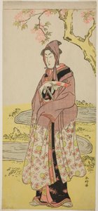 O ator Segawa Kikunojo III como Kumenosuke na peça Keisei Natori Soga, representada no Teatro Kiri no segundo mês de 1788 de Katsukawa Shunkо̄