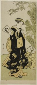 O ator Segawa Kikunojo III como Otora na peça Ume-goyomi Akebono Soga, representada no Teatro Ichimura no terceiro mês de 1780 de Katsukawa Shunkо̄