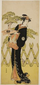 O ator Segawa Tomisaburo II como Lady Masago (Masago Gozen) () na peça Genji Saiko Kogane no Tachibana (), representada no Teatro Ichimura () no décimo primeiro mês de 1788 () de Katsukawa Shunkо̄