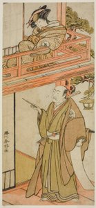Os actores Iwai Hanshiro IV como Okaru e Onoe Kikugoro I () como Yuranosuke de Katsukawa Shunkо̄