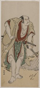 Otani Hiroji III como um Samurai ao lado de um riacho de Katsukawa Shunko