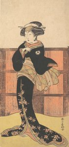 O Quarto Iwai Hanshiro como Mulher em um Kimono Negro, ca. 1778 de Katsukawa Shunko