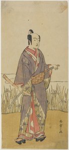 (Um Actor num Papel de Samurai com uma Flauta de Bambu) de Katsukawa Shunsho