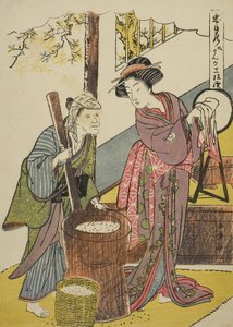 Ato Seis: A Casa de Yoichibei da peça Chushingura (Tesouro dos Loyal Retainers), c.1779-80 (impressão em xilogravura colorida; chuban) de Katsukawa Shunsho