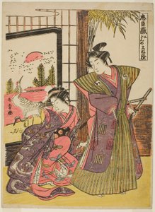 Ato Dois: A Casa de Kakogawa Honzo da peça Chushingura (Tesouro dos Retentores Leais) de Katsukawa Shunsho