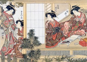 Cortesãs japonesas lendo e escrevendo, c1776.