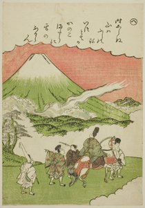 "Ele": Mt. Fuji, Província de Suruga, da série "Tales of Ise in Fashionable Brocade Pictures (Furyu nishiki-e Ise monogatari)" de Katsukawa Shunsho