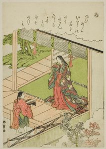 "Ro": Alga marinha, da série "Tales of Ise in Fashionable Brocade Pictures (Furyu nishiki-e Ise monogatari)" de Katsukawa Shunsho