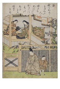 Sílaba - Ki da série Tales of Ise in Fashionable Brocade Prints, c.1770-1773 (xilogravura sobre papel) de Katsukawa Shunsho