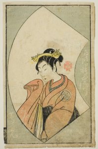 O ator Anegawa Shinshiro II, de "A Picture Book of Stage Fans (Ehon butai ogi)" de Katsukawa Shunsho