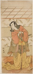 O ator Ichikawa Danjuro V como Ashiya Doman na peça Kikyo-zome Onna Urakata, apresentada no Teatro Morita no Sétimo Mês, 1776 de Katsukawa Shunsho