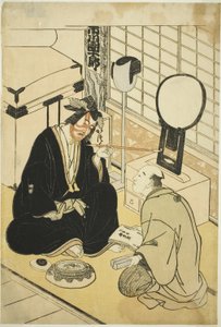 O ator Ichikawa Danjuro V em seu camarim de Katsukawa Shunsho